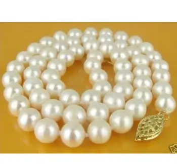 

Free Shipping new hot 18 INCH 9-10MM AKOYA AAA+ SOUTH SEA WHITE PEARLS NECKLACE GOLD CLASP