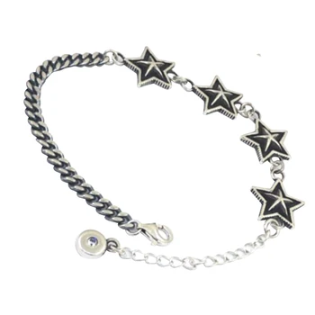 

Adjustable Charm Star Pendent Beaded Bracelets Sterling Silver Color Bangles Gift Punk Cool Style for Lady Women Men