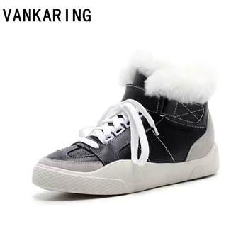 

2019 shoes winter warm platform woman snow boots plush female casual sneakers soft leather female snow boots warm fur shoes lady