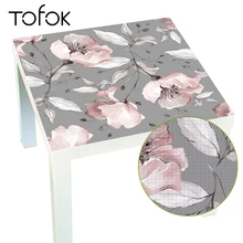 Tofok 55x55 см розовый лепесток розы Нескользящая пленка квадратные наклейки для стола самоклеющиеся маслостойкая домашняя мебель наземный Декор Наклейка
