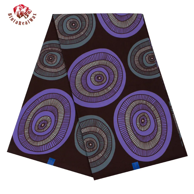 Африканский Воск печатает хлопчатобумажная ткань черный и фиолетовый круг узор Анкара африканская ткань новая ткань для Африки Одежда 40fs1286