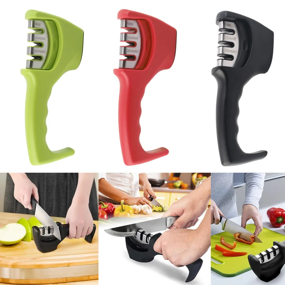 Professional Knife Sharpener Pull Through Diamond Tungsten Steel Carbide Knife Sharpener Kitchen Sharpening Tool 3 Colors