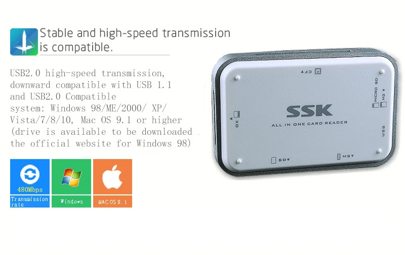 Акция Usb внутренний кардридер ручка привод Ssk один металлический Usb3.0 кардридер для Sd Tf высокоскоростной Cf памяти 056