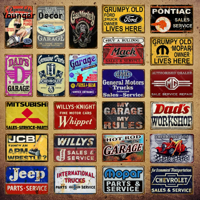 Car Gas Oil Tyres Metal Poster Vintage Garage Decor Dad S Workshop Retro Tin Signs Wall Art Carft Man Cave Decoration Yi 112 Aliexpress