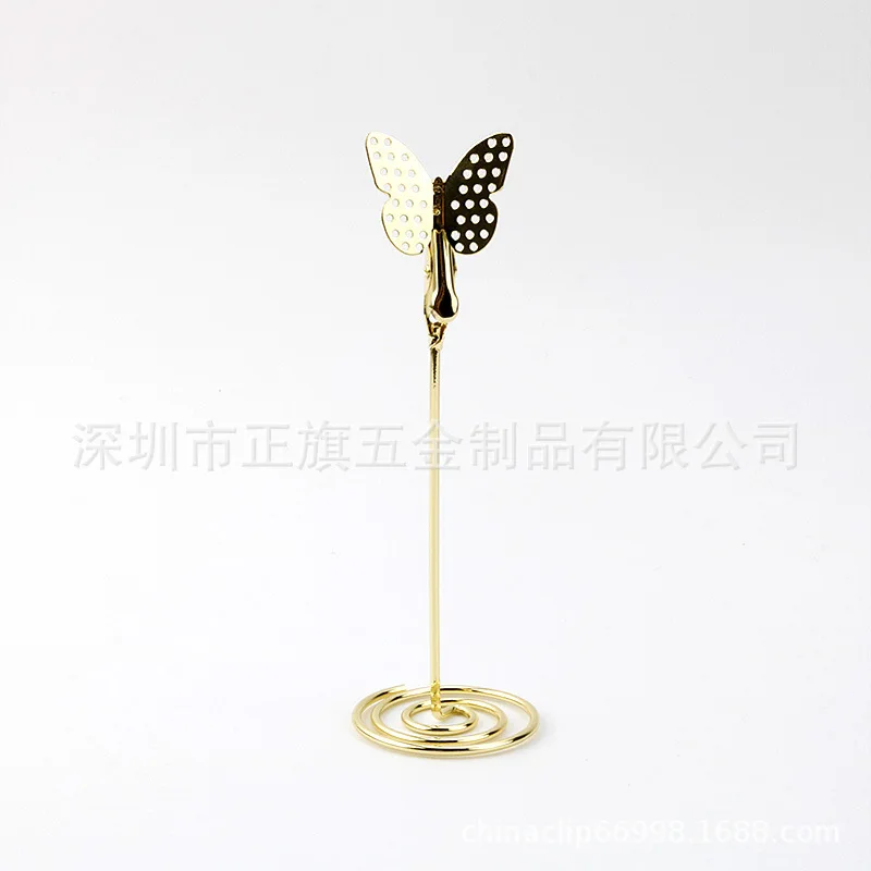 Gold Rose Gold And Silver Butterfly-Shaped Crocodile Clip Insert Wedding Seats Notes Folder Card Holder Cross Border Source Curr