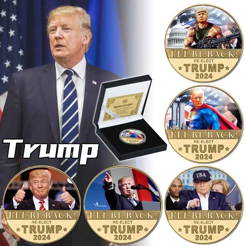 WR 2024 Дональд Трамп позолоченная памятная монета коллекционные монеты США
