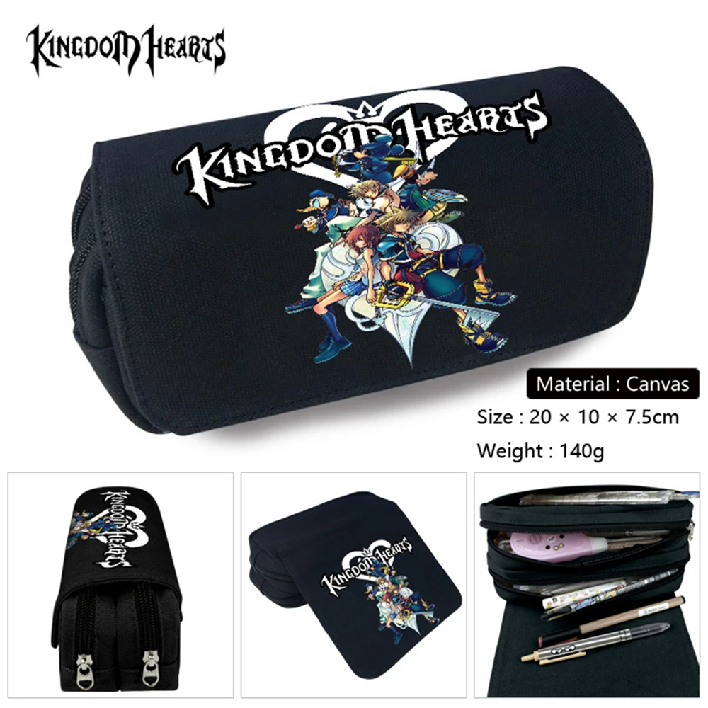 Astuccio Anime Kingdom Hearts Zipper Cartoon Travel Boys Girls Cosmetic Bag Canvas Student Penbag Women Makeupbag Stationery