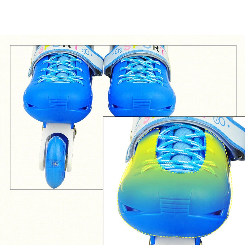 New Teenagers Children Inline Skate Roller Skating Shoes Helmet Knee Protector Gear Adjustable Flashing PU Wheels Pink Blue