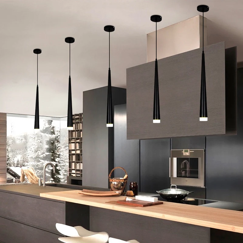 Nordic led chandelier long downlight Kitchen Restaurant Bar cone decorative bedside Chandelier | Лампы и освещение
