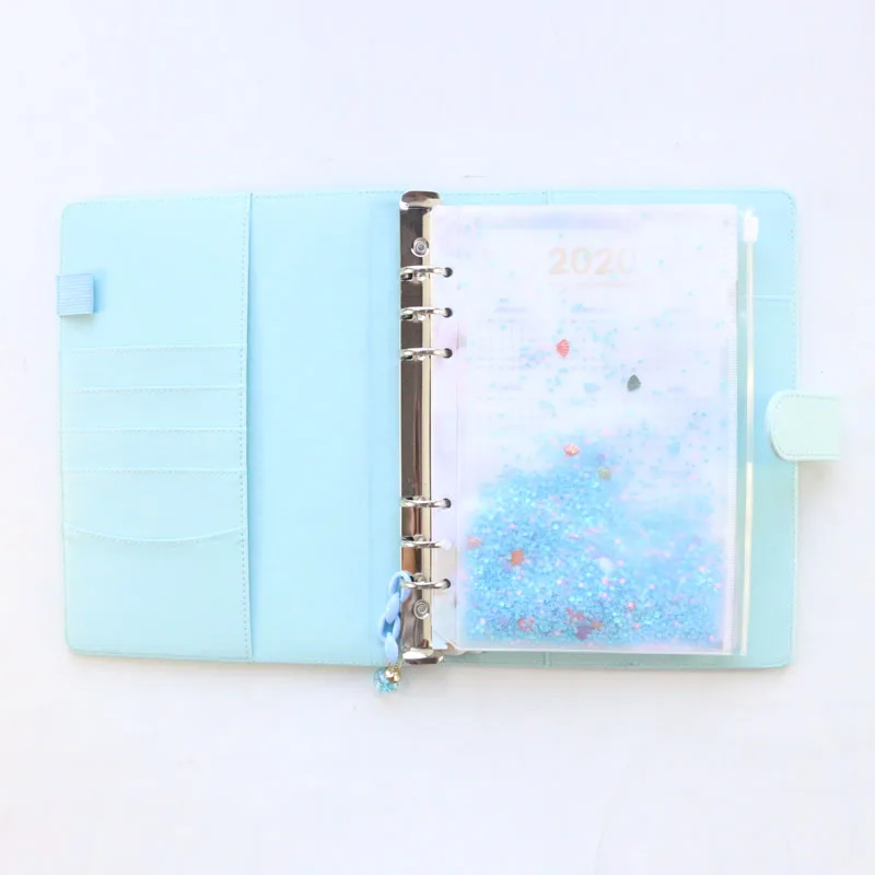 blue set Новинка macaron офисные школьные спиральные блокноты канцелярские товары, милая Личная папка еженедельник органайзер, розовое золото, A5A6 - Цвет: blue set