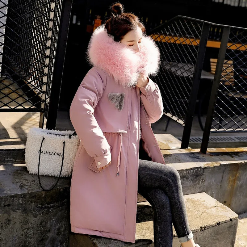

Workwear Cotton Coat Women's Mid-length 2018 New Style Loose-Fit BF Korean-style Cotton-padded Jacket Large Fur Collar Thick Cot