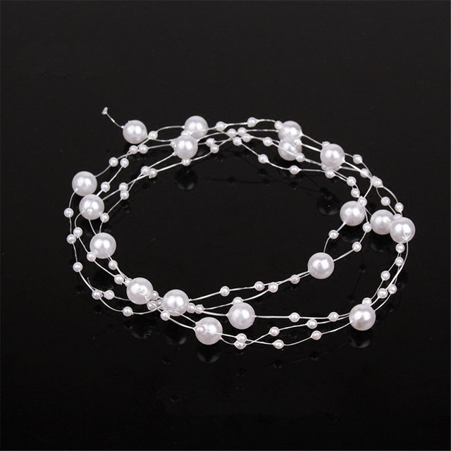 Bridal Bridesmaid Handmade Rhinestone Pearl Hairband Luxury Hair Accessories Headpiece Fascinators Tiara 30cm Long