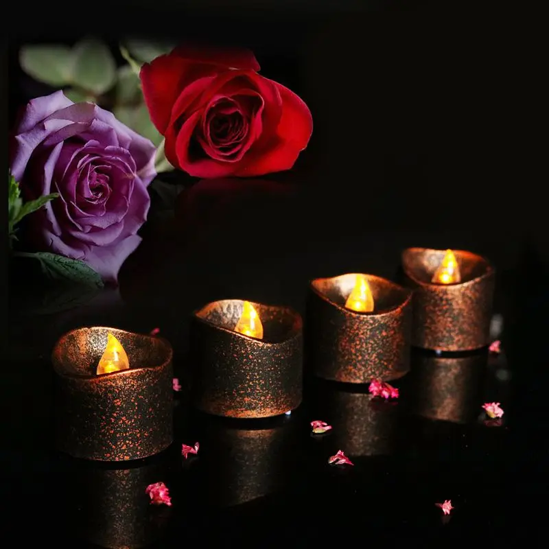 12x Vintage Flameless Flickering LED Electric Candle Battery Operated Tea Lights for Christmas Wedding Party Home Decor