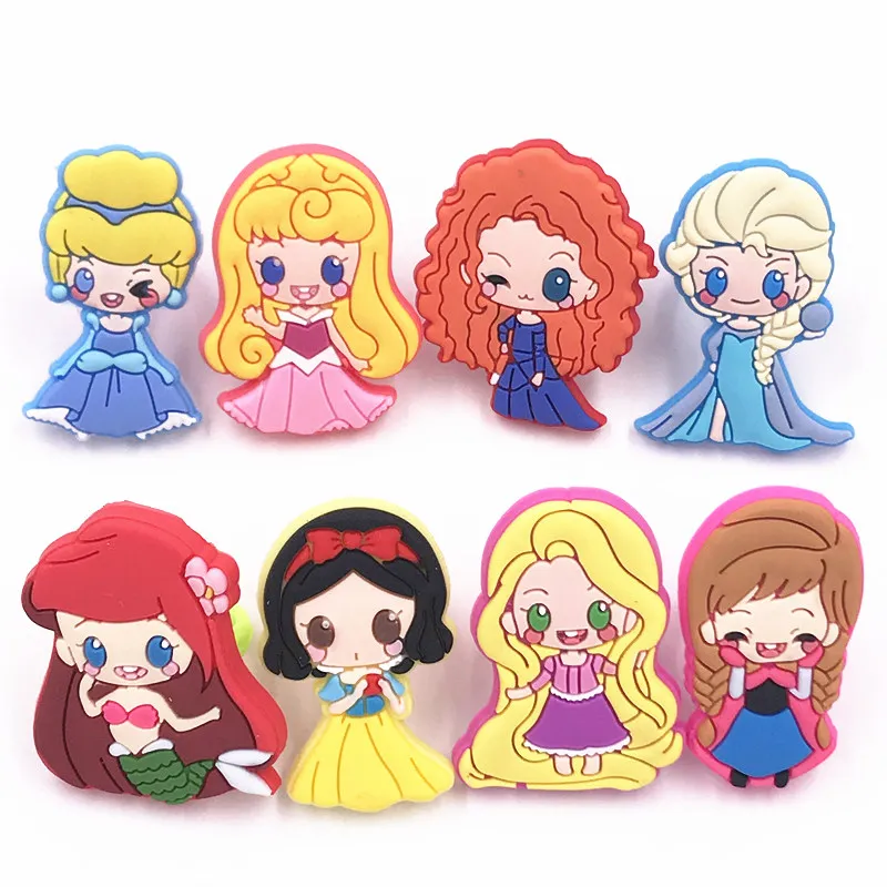 

New 8Pcs Cartoon Princess Mermaid Snow White PVC Rings for Children Girls Baby Adjustable Kids Jewelry Finger Ring Party Gift