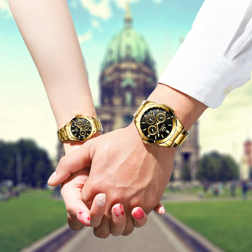 New CHENXI Luxury Golden Dial Mens Watches Fashion Quartz Watch