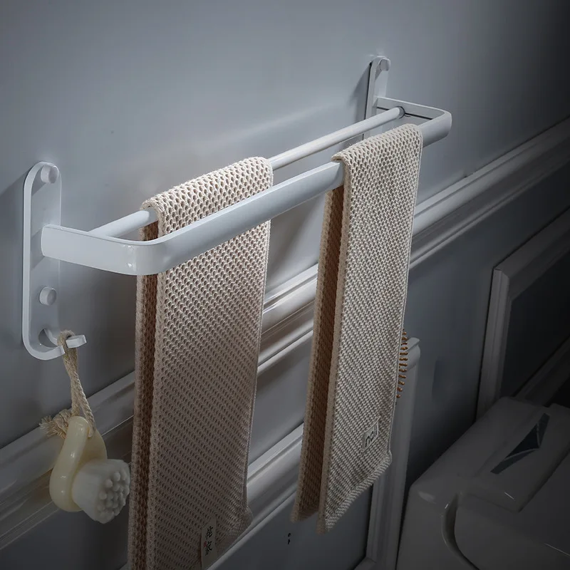 

Northern European-Style Alumimum Toilet Hotel White Towel Rack Double Poles European Style Bathroom Double Layer Hanging Towel B