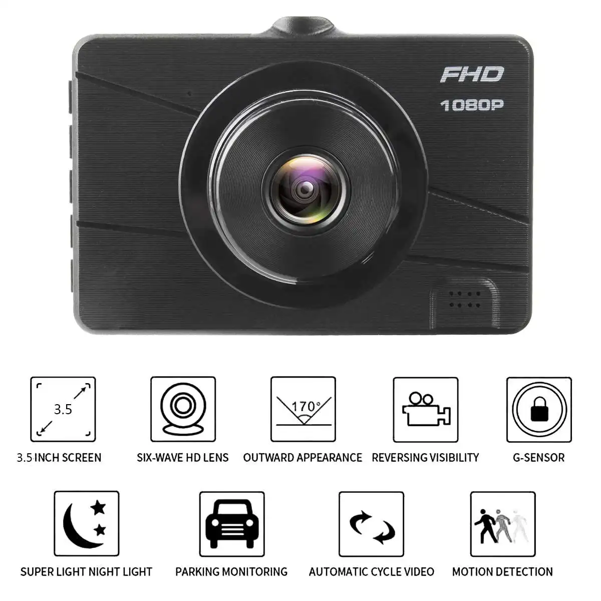 3,5 дюймов 1080P Автомобильный видеорегистратор видео камера рекордер dvr g-сенсор камера ночного видения видео рекордер циклическая запись мини тире