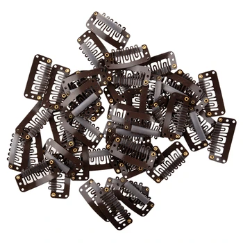 

50pcs Brown Snap Clips U-shape Metal Clips for Hair Extensions DIY