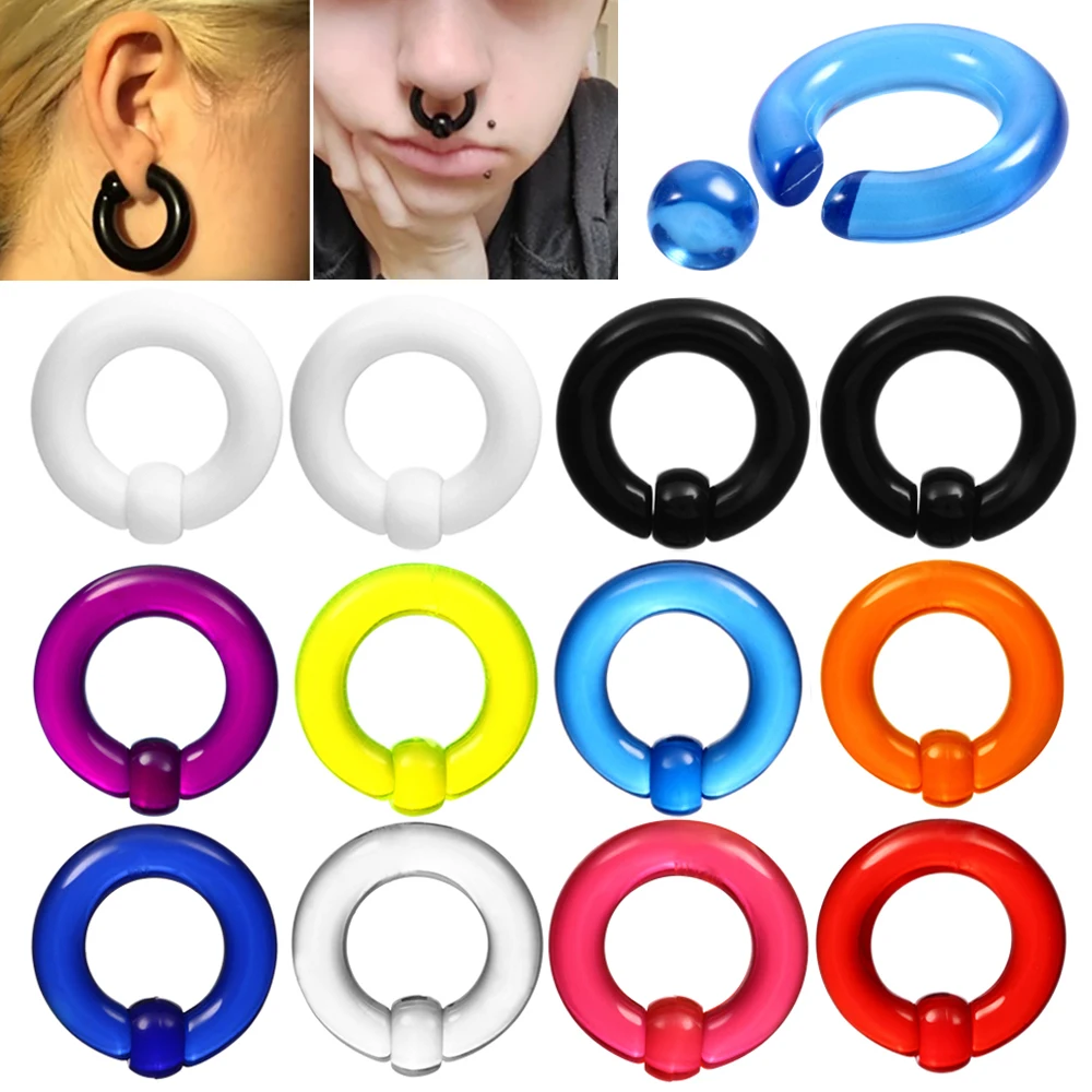 Piercing Jewelry Body Piercing Earrings Ear Piercing Jewelry Body Piercing Jewelry Body Jewelry 2pcs Acrylic BCR Big Large Size Captive Bead Ring Ear Tunnel Plug Expander Gauges Nose Septum Ring Earring Piercing Body Jewelry
