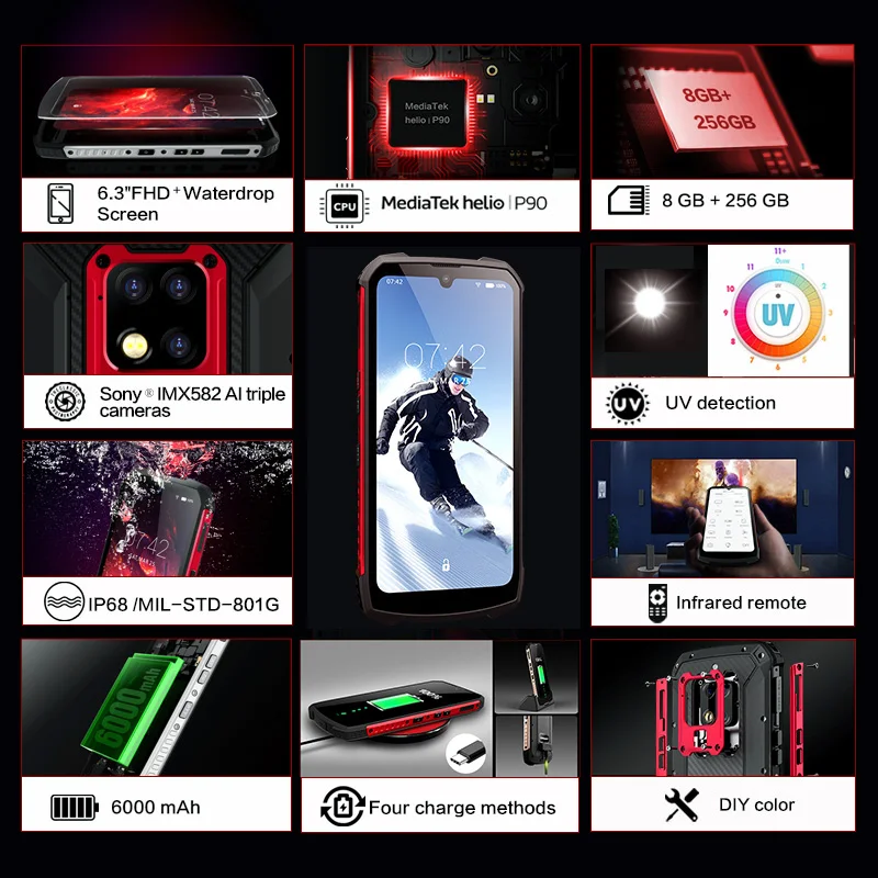 CONQUEST S16 Мобильный телефон Android Прочный IP68 Водонепроницаемый NFC смартфоны сотовый