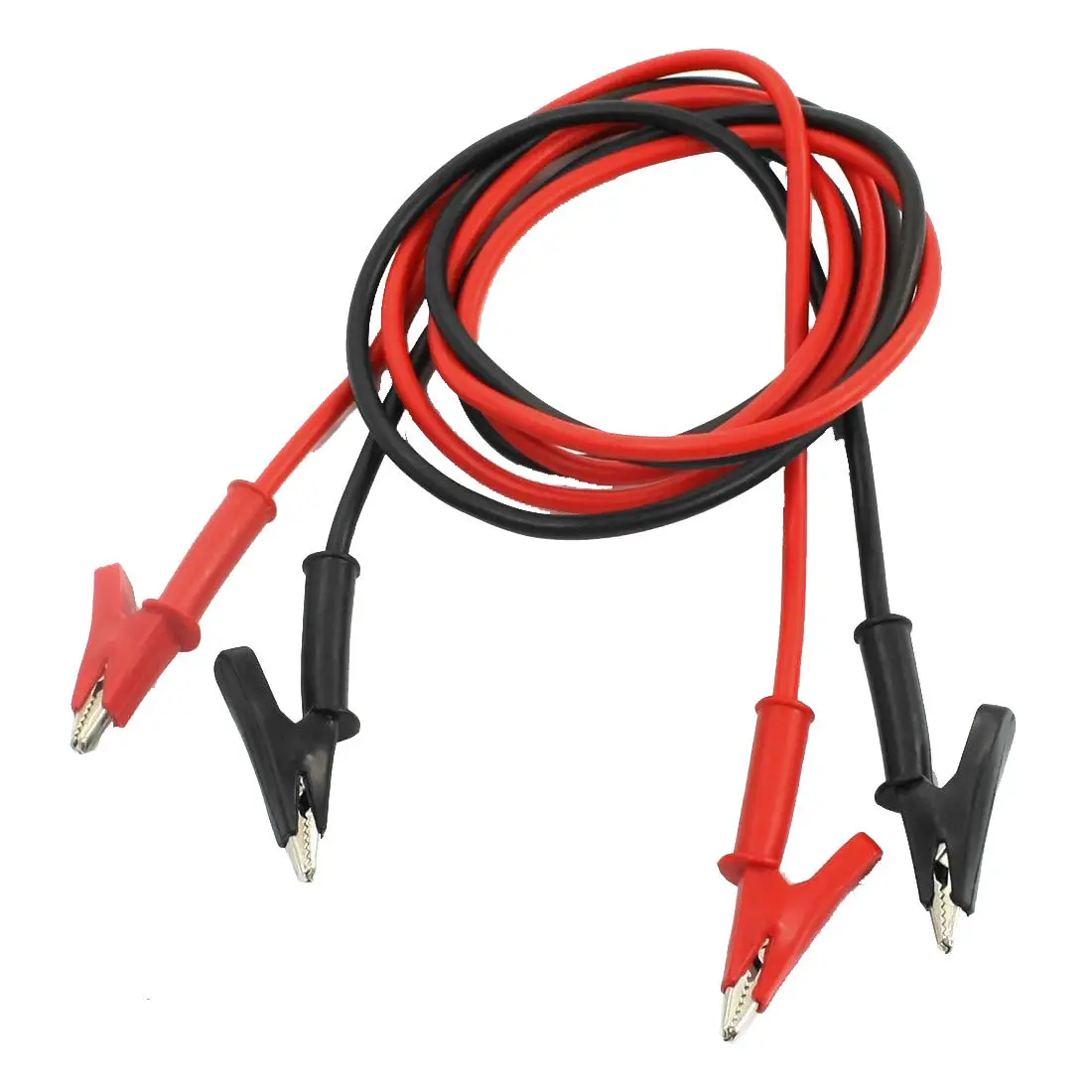 Alligator clips electric test clamp test probes 2Pcs red and black 1m long alligator clip electrical clamp insulated test lead cable pair