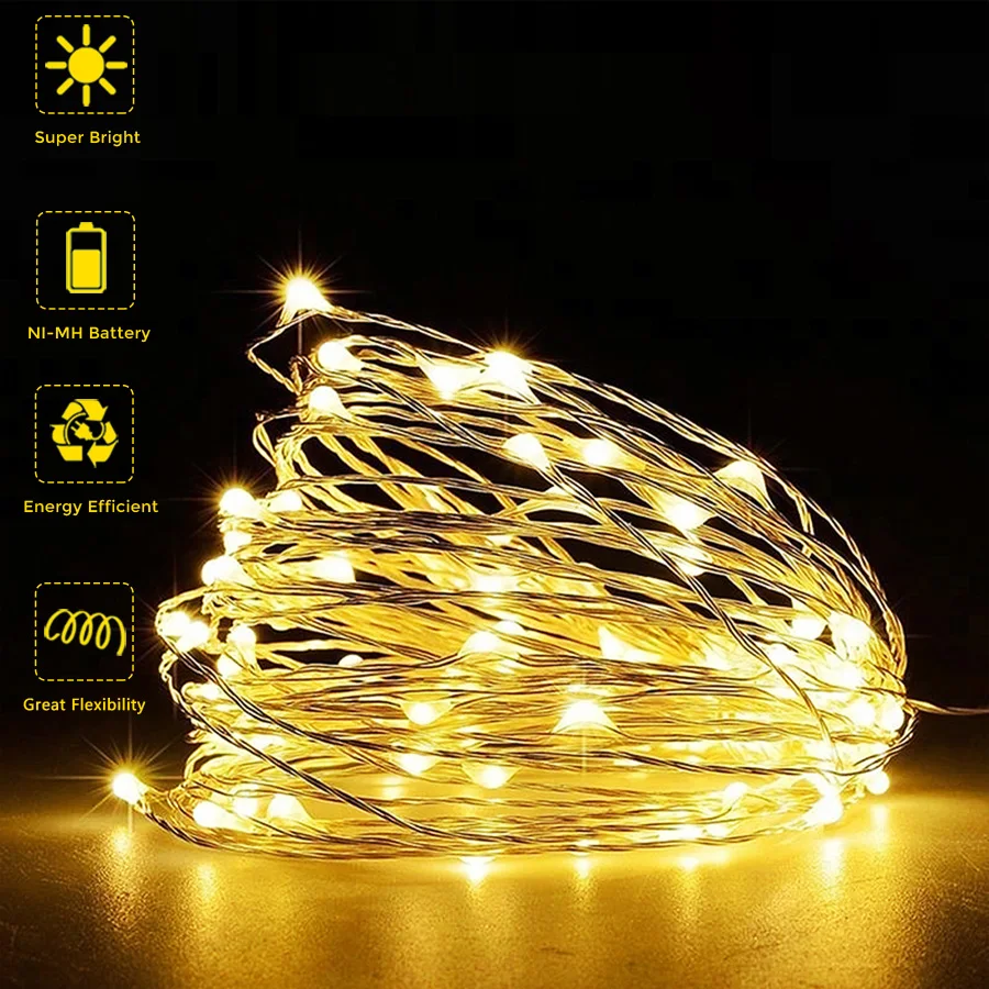 Гирлянда светодиодная проволочная с USB разъемом 5 В 2/5/10 м|outdoor decoration|light 10mholiday strings |