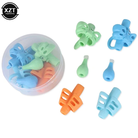 Two-Finger Pen Holder Silicone Baby Learning Writing Tool Correction Device Children Pencil Set Stationery 6 Piece Set