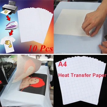 

10 Sheets Creative T-Shirt Print Paper Inkjet Printers Light Fabrics Durable Diy Heat Transfer Paper Textiles A4 Picture