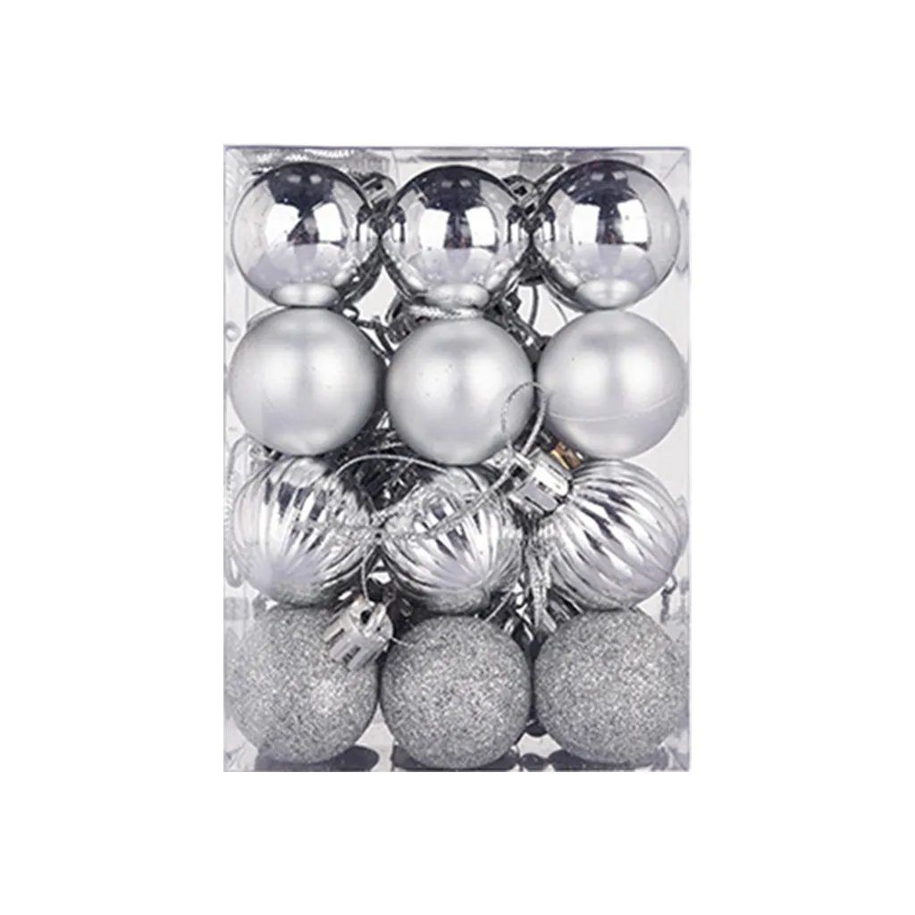 24Pcs 30mm Christmas Xmas Tree Ball Bauble Hanging Home Party Ornament Decoration Plastic showcase landscape layout#4