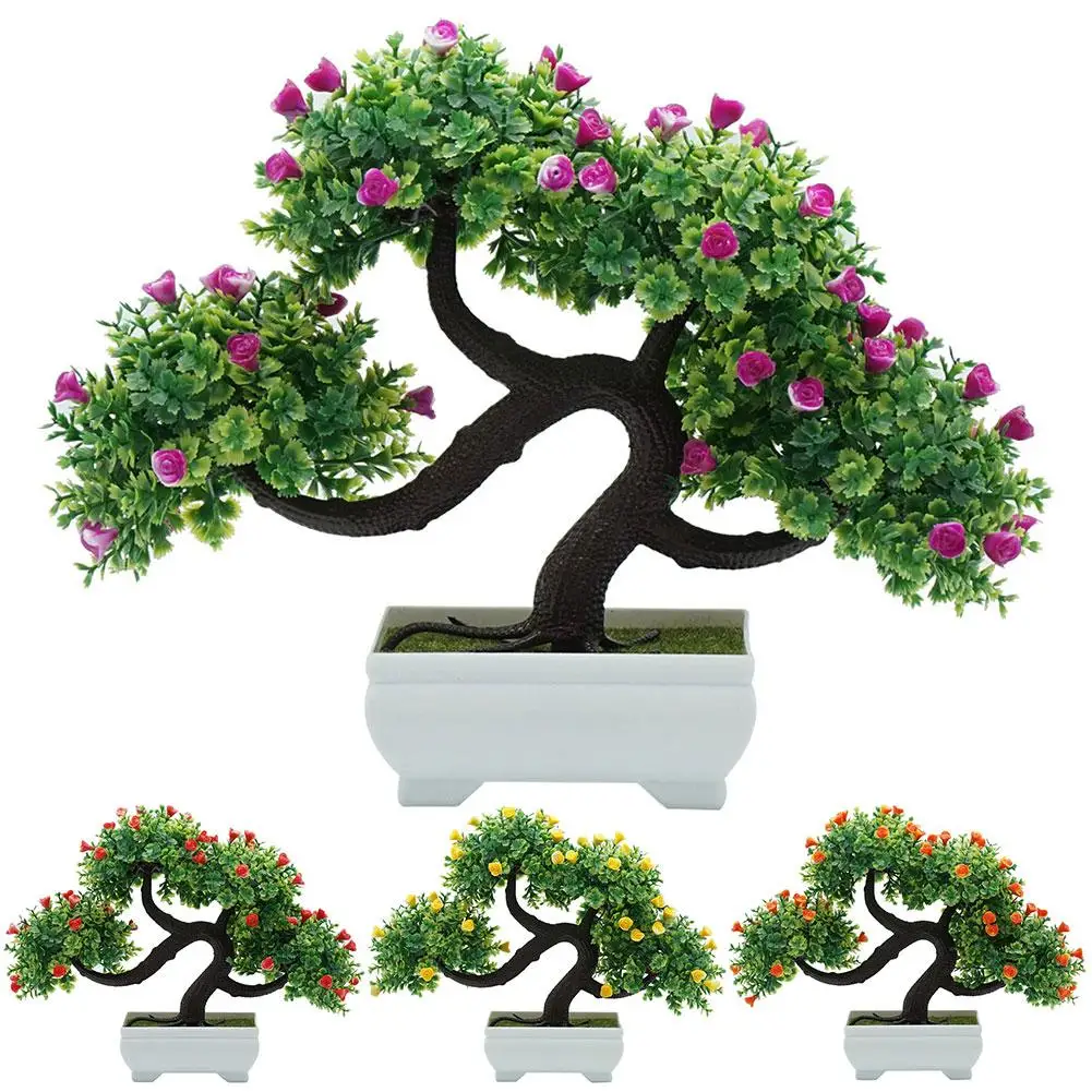 

Plastic Artificial Plants with Pot Bonsai Small Tree Fake Plants Fake Flowers Potted Ornaments Bathroom Accessories Home Decor