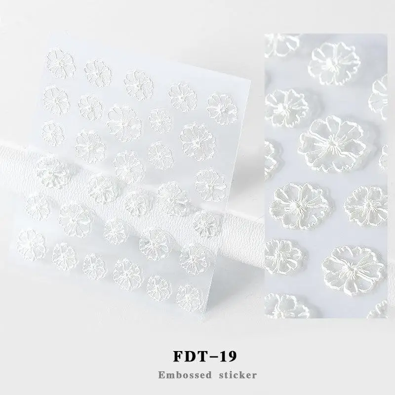 FDT19 MeterMall 5D Acrylic Engraved Flower Adhesive Nail Sticker Embossed Flower Decals Nail Accessories - Цвет: FDT19