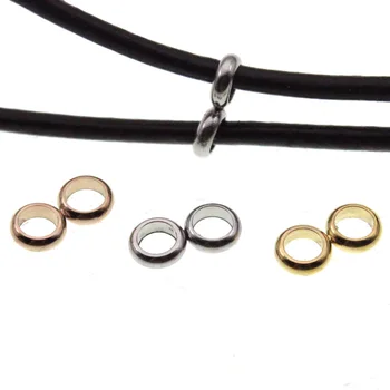 

100pcs Rose Gold Stainless Steel Double Hole Spacer Beads for Jewelry Making fit 2-8 MM Rope Necklace Positioning Stopper Beads