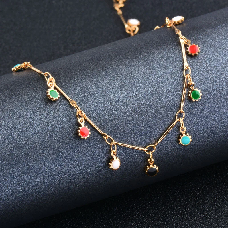 SINLEERY, богемное ожерелье в форме звезды подсолнуха, каплевидное ожерелье, золотое, красное, зеленое, черное, эмалированное ожерелье для женщин, ювелирные изделия XL600 SSH