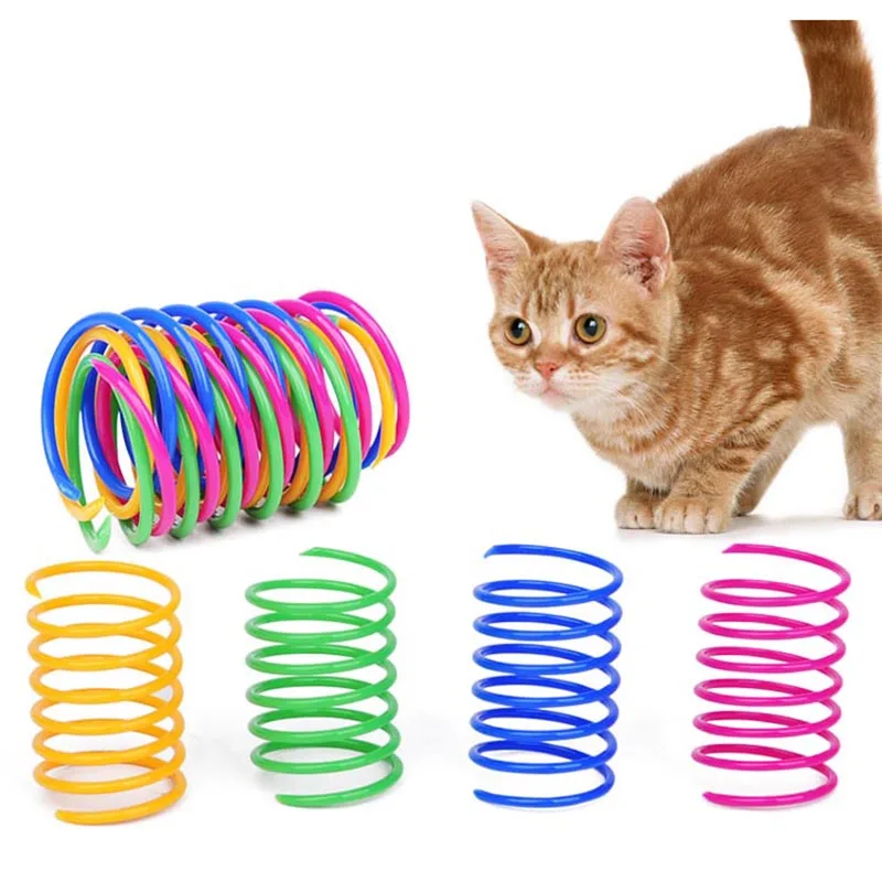 8 шт. кошка красочные пружинная игрушка творческий Пластик Гибкая Cat катушки