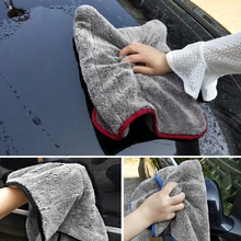 Ткань из микрофибры для чистки автомобиля г/м2, Двухслойное Полотенце Для Сушки автомобиля, очищающее от пыли, без ворса, гибкое, мягкое