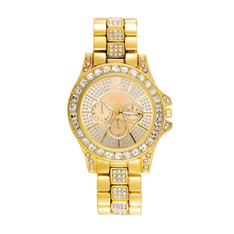 D& Z подарок на день рождения для мужчин и женщин Bling Iced Out проложили CZ кварцевые часы модные часы-календарь наручные часы
