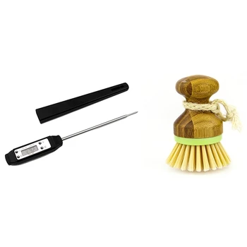 

1pcs Cooking Food Thermometer Digital Instant Reading & 5pcs Bamboo Mini Scrub Brush Dish Bristles Pot Brushes