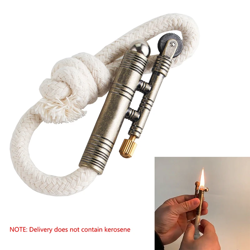 

Retro Mini Kerosene Lighters Flame Kerosene Oil Lighter Keychain Fire Metal Cigar Lighters Outdoor Camping Tools