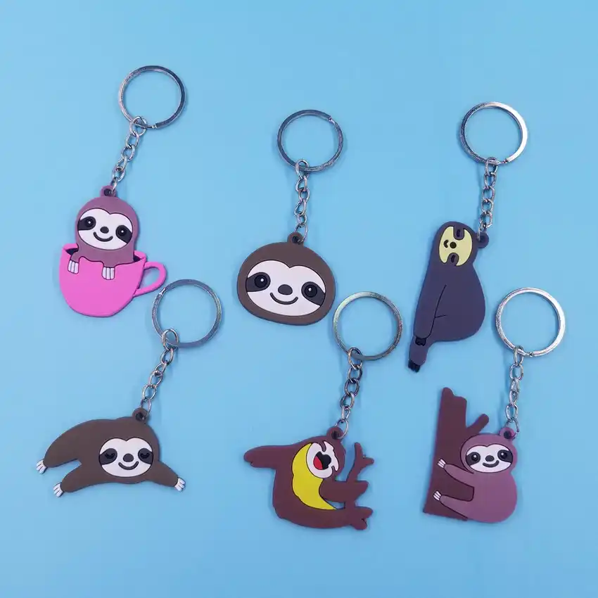 2019 New Cute Sloth Animal Gold Silver Plated Metal Pendant Keychain