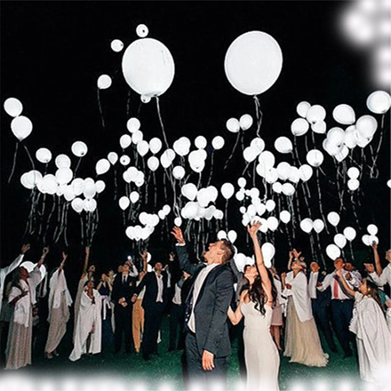 5-30 PCS LED Balloon Glowing Lights 12 Inch White Latex Balloons Birthday Party Holiday Wedding Decoration Supplies | Дом и сад