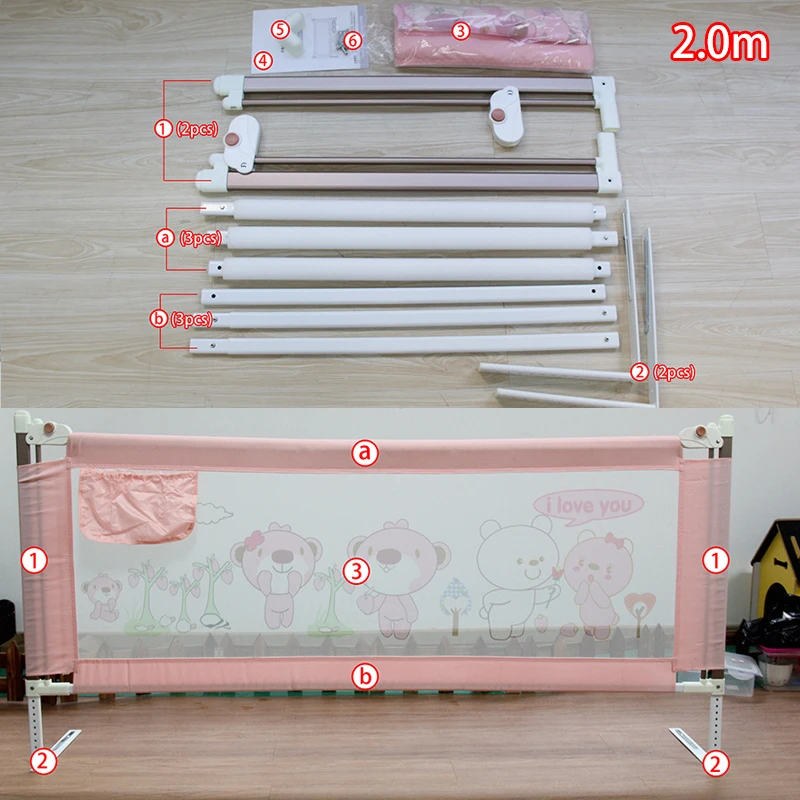 IMBABY Children's Beds Barriers Crib Bumpers Child Safety Barrier Liftable Bed Guardrail Cute Cartoon Fence Protective Side Bed