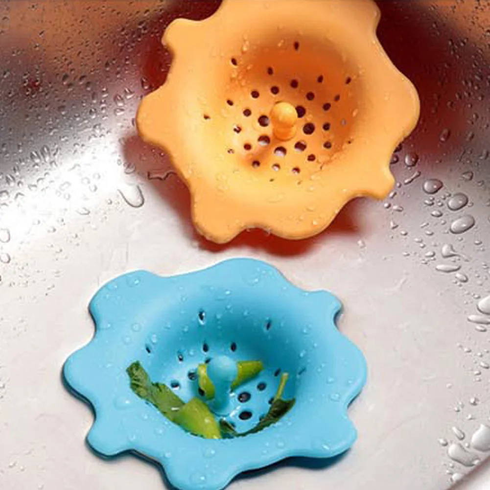 4Pcs Hair Stopper Floor Drain Sink Silicone Anti-clogging Basin Flower Bathtub Bathroom Strainer
