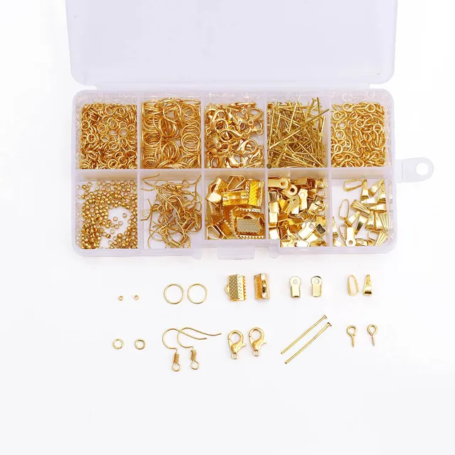 Alloy Accessories Kits Jewelry Findings Earrings Accessories Tools Open Jump Rings Earring Hook Jewelry Making Supplies Kit Gold Box