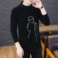 2019 autumn winter male sweater Korean version handsome student round neck knitted youth men's Cartoon clothing pullover Black 2019 autumn winter male sweater Korean version handsome student round neck knitted youth men's Cartoon clothing pullover Black