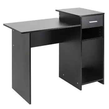 

High-quality Integrated Melamine Board Computer Desk with Drawer 8526 Black，ship from US drop shipping