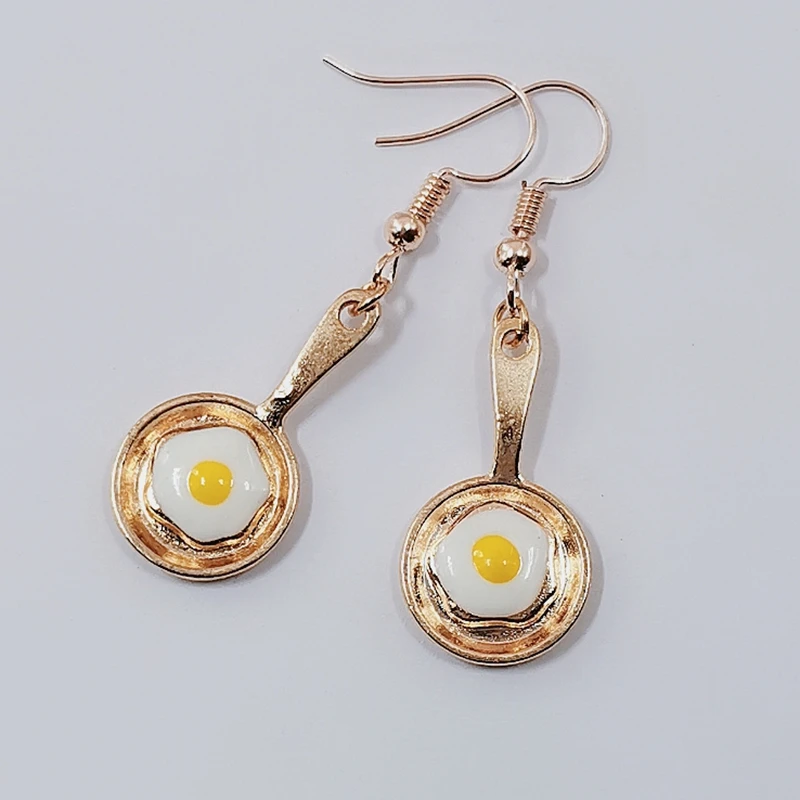 Серьги с яичницей серьги пищвыми продуктами сковорода милые каваи идея для