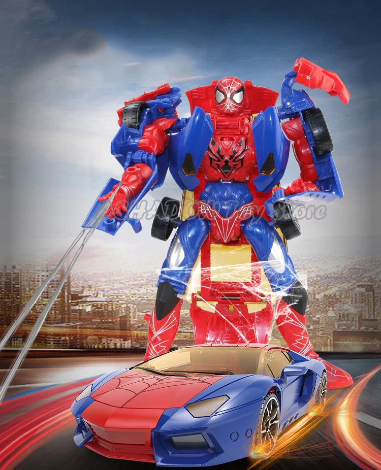 25 см Marvel деформация робот автомобиль фигурки трансформация Человек-паук Капитан Америка Бэтмен Мстители игрушки для детей