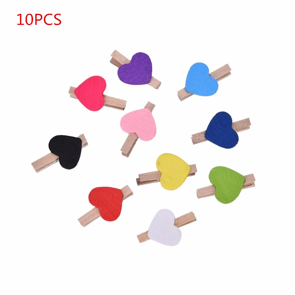 10PCS 10 шт. цветные деревянные зажимы, Рождественский Декор, милые животные, фрукты, единорог, скрепки для заметок, канцелярские прищепки, скрепки для рукоделия - Цвет: 10PCS