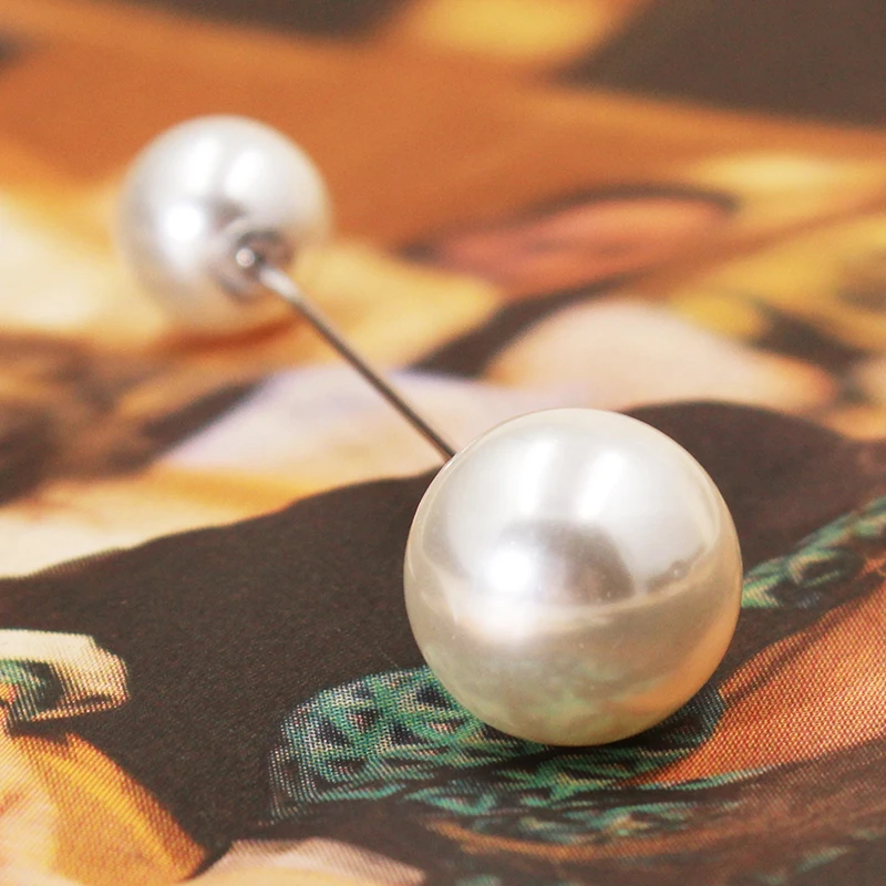 Корейская мода простая жемчужная брошь с двойной головкой булавка на лацкане