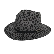 Леопардовая ковбойская шляпа в западном стиле для мужчин и женщин, осенне-зимняя Шерстяная кепка, джазовая черная шляпа с поясом, рождественские подарки